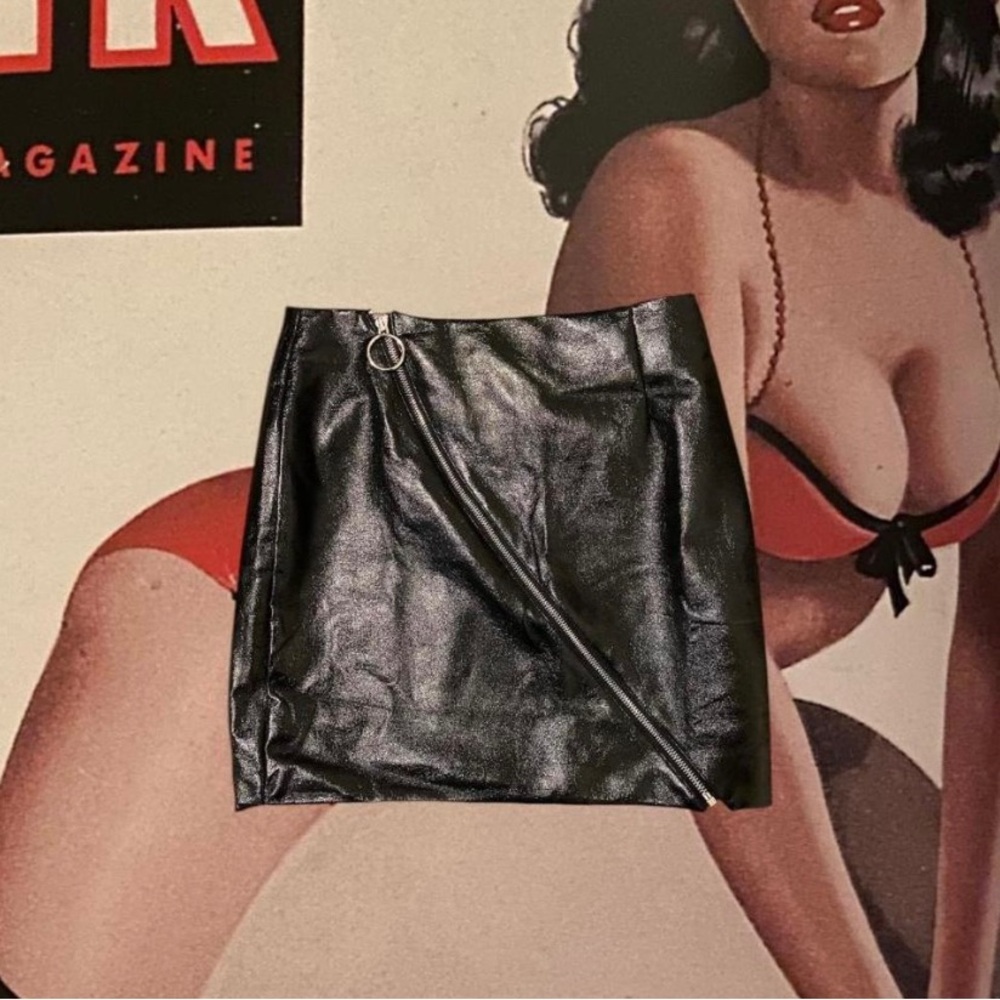 Black Faux Leather Mini Skirt